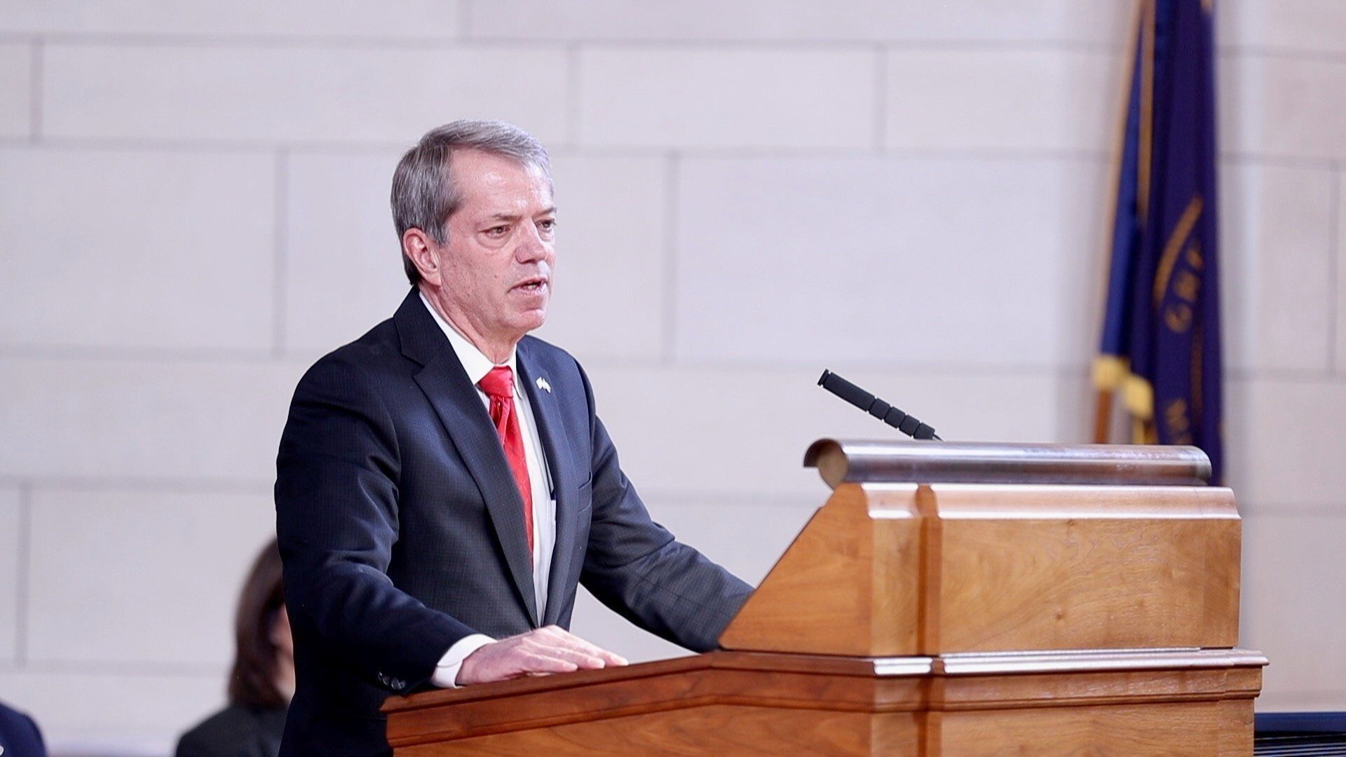 Gov. Jim Pillen speaks on property taxes during the Nebraska State of the State address 2024